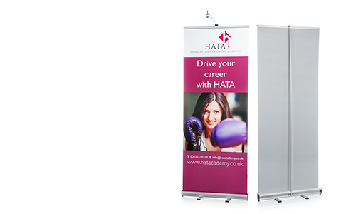 A wide range of easy to use pull up roller banners from £49 with 24 hour UK dispatch.